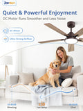 Zardon 52 in Black Ceiling Fan with LED Light and Remote, Downrod 6-Speed and Quiet Reversible DC Motor for Bedroom, Living Room, Indoor