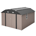 AECOJOY 10x12 FT Large Metal Outdoor Storage Shed with Floor Frame, Heavy-Duty Storage Building with Diamond Roof