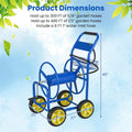 Heavy Duty Metal Garden Hose Reel Cart Holds 300FT of 5/8" Hose with 4 Wheels & Storage Basket, Portable Water Hose Organizer for Yard Lawn