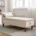 Storage Chaise Lounge, Upholstered Rolled Arm Chase Lounge with Nailhead Trim, Recliner Lounge Chair for Living Room Bedroom
