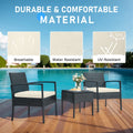 Tappio Outdoor Furniture 3 Piece Patio Bistro Furniture Set, Rattan Conversation Chairs Set with Side Table and Cushions, Patio Furniture Sets for Balcony Garden Porch, Red