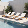 Tangkula Folding Lounge Chairs Outdoor Set of 1/2 Patio Eucalyptus Wood Chaise Lounge