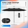 AECOJOY 15x9ft Double-Sided Patio Umbrella, Black