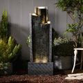 Outdoor Modern Waterfall Fountain Water Fall Fountains with LED Lights for Garden, Patio, Backyard, Deck, Porch and Home Decor