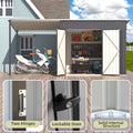 AECOJOY 6'x14' Outdoor Open-Sided Storage Shed with Attached Hardtop Metal Pergola
