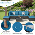 AECOJOY 7 Piece Outdoor Patio Furniture Set, Black& Peacock Blue