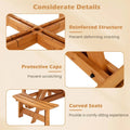 8-Person Round Wood Picnic Table Set with 4 Built-in Benches & 2" Umbrella Hole, Holds 2420 LBS, Outdoor Dining Table & Bench for Patio Garden