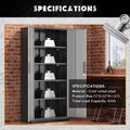 SOLAURA 71" Metal Garage Storage Cabinet with Locking Doors and Adjustable Shelves for Home, Office(Black)