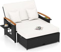 Tangkula Patio Rattan Daybed with 4-Level Adjustable Backrest