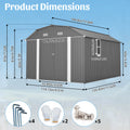 AECOJOY 10x12 FT Large Metal Outdoor Storage Shed with Floor Frame, Heavy-Duty Storage Building with Diamond Roof