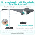 AECOJOY Free Standing Retractable Awning, 13'x10' Dual Side Patio Awnings Outdoor Manual Sun Shade Shelter, Dark Grey