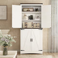 71" Tall Farmhouse Kitchen Pantry Cabinet, 5 Layers Storage Cabinet with Adjustable Shelves, Farmhouse Pantry Cabinet with 4 Barn Doors