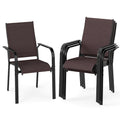 Tangkula Patio Dining Chairs | Stackable Outdoor Armchairs with Metal Frame