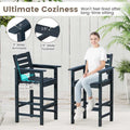 Adirondack Bar Chairs Set of 2/4, 29" HDPE Bar Height Outdoor Stools w/ Backrest & Footrest, All-Weather Backyard Patio High-Top Chairs