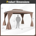 Tangkula 10x13 FT Metal Patio Gazebo with Mesh Netting & Privacy Curtains