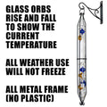 Glassic Gifts Outdoor Hanging Galileo Thermometer, Colored Glass Orbs with Free Bracket