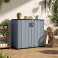 23.5 Cu.ft Outdoor Storage Shed, 175 Gallon All-Weather Resin Patio Deck Box with Floor & Lockable Door, Waterproof Horizontal Garden Tool Shed