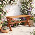 Tangkula Outdoor Wood Bench Backless Patio Dining Bench(1/2)