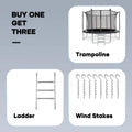 MARNUR 8FT Trampoline for Kids Trampoline with Enclosure Net, Ladder, Wind Stakes, Outdoor 330 lb Weight Capacity