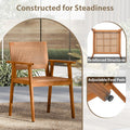 Tangkula Acacia Wood Outdoor Dining Chairs Set of 2/4 PE Rattan Patio Chairs with Backrests and Armrests