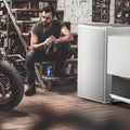 KNDKO 3.2cu.ft Upright Freezer, Compact Freezer with Removable Shelves, Adjustable Thermostat for Home/Kitchen/Office, SILVER