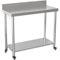 AECOJOY Stainless Steel Table with Backsplash 48"x18" Prep Tables for Commercial Kitchen