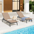 AECOJOY Patio Lounge Chairs, Outdoor Chaise Lounge with Wheels, Beige, 4PCS