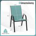 Set of 4 Outdoor Stackable Dining Chairs with Breathable Fabric, All Weather Patio Dining Chairs, 330LBS Heavy Duty Rustproof Steel Frame