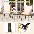 Tangkula 3 Piece Patio Bistro Set with Metal Frame for Balcony