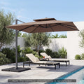 Tangkula 10 FT Patio Cantilever Umbrella | Large Square Offset Hanging Umbrella w/ 360° Rotation