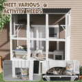 AECOJOY Catio Outdoor Cat Enclosure with Window Access, Large Window Catio Wood Cat House with 4 Platforms & 3 Doors