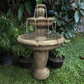 Indoor/Outdoor 3 - Tiers Concrete Floor Water Fountain with Electric Pump for Patio Lawn Home Decor