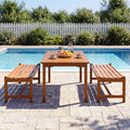 Tangkula Outdoor Wood Bench Backless Set of 1/2 Solid Hardwood Patio Dining Bench(1/2)