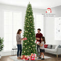 12 FT Pre-Lit Slim Pencil Christmas Tree with 1000 Warm White LED Lights, 2840 Hinged Branch Tips & Folding Stand for Indoor Outdoor Holiday Decor