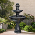 48�?h Outdoor Floor Water Fountain, 3 - Tiers Concrete Water Fountain with Submersible Electric Pump - Garden Cascading Waterfall for Yard Patio Lawn Home Decor