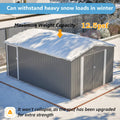AECOJOY 10x14 FT Outdoor Metal Storage Shed, Large Garden Shed Tool Shed with 3 Lockable Doors & Side Door