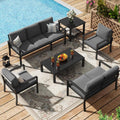 AECOJOY Metal Patio Furniture Set, 7 Seats Modern Outdoor Furniture with Deep Cushions
