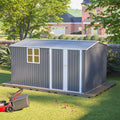 AECOJOY 12x8 Ft Outdoor Storage Shed, XL Heavy-Duty Steel Building with Window