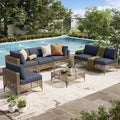 AECOJOY 7-Piece Patio Outdoor Furniture Set, Boho Outdoor Sectional Set, Dark Brown&Dark Grey