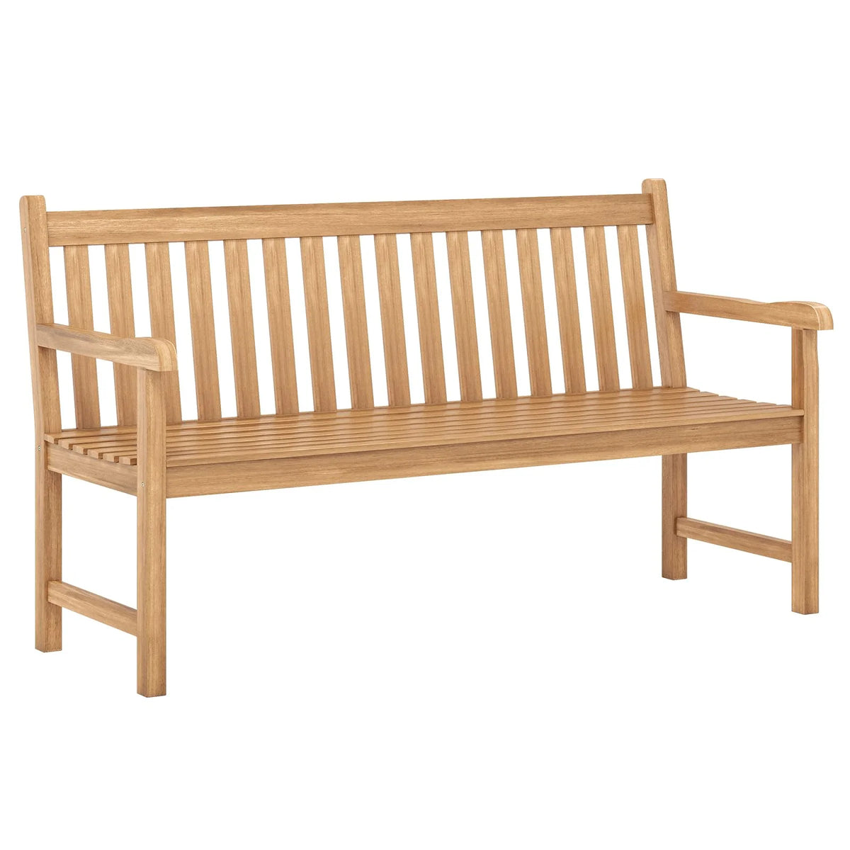 Tangkula 62" Teak Wood Outdoor Bench 3-Seat Solid Wood Garden Patio Bench