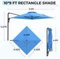 AECOJOY 10ft Cantilever Patio Umbrella, Large Rectangle Umbrella 180° Rotation Offset, Blue