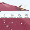 AECOJOY 10FT Large Patio Umbrella with Solar Lights, Rectangle Wall Mounted Outdoor Patio Umbrella, Red