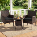 Tangkula 3 Piece Patio Furniture Set | Hand-Woven PE Wicker Conversation Set
