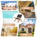 AECOJOY 3 Piece Patio Furniture Set, Acacia Wood Outdoor Bistro Set with Coffee Table & Folding Chairs