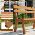 Tangkula 2 Person Patio Garden Bench with Waved Backrest and Slatted Seat