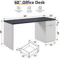 60 - Inch Contemporary Executive Desk - Wooden Home Office & Fluted Computer Desk