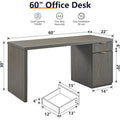 60 - Inch Contemporary Executive Desk - Wooden Home Office & Fluted Computer Desk