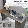 60 - Inch Contemporary Executive Desk - Wooden Home Office & Fluted Computer Desk