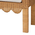 Reiko Handcrafted Natural Rattan Bench with Scalloped Design - Boho Farmhouse Seating for Entryway, Bedroom, or Living Room