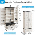 72 - Inch Tall Farmhouse Kitchen Pantry Cabinet - Stylish Storage Cupboard